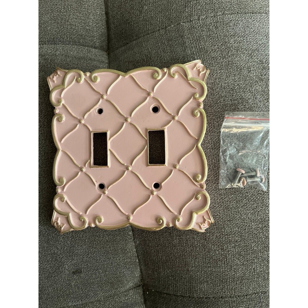 Vintage Pale Pink & Gold 1950’s-60’s Light switch Cover Plate Hollywood Regency